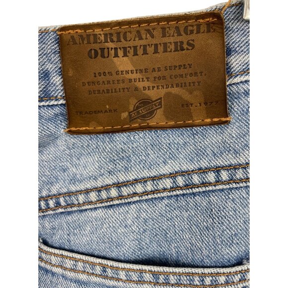 Vintage American Eagle Dungarees Light Blue Denim Jeans Mens Size 30 x 32 - Picture 4 of 6